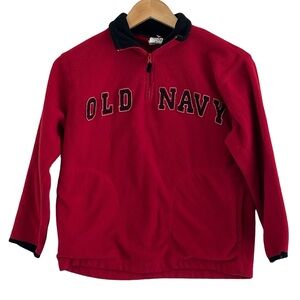 Old Navy | Logo Red 1/4 zip pullover sweatshirt pockets boy’s size medium